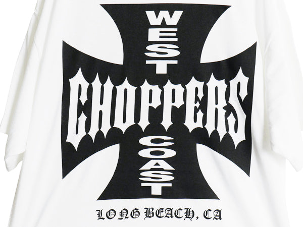 デッドストック 90s ★ WEST COAST CHOPPERS アイアンクロス ロゴ プリント Tシャツ メンズ L / オールド 初期 バイク チョッパー anvil 白