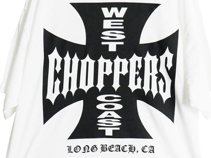 デッドストック 90s ★ WEST COAST CHOPPERS アイアンクロス ロゴ プリント Tシャツ メンズ L / オールド 初期 バイク チョッパー anvil 白