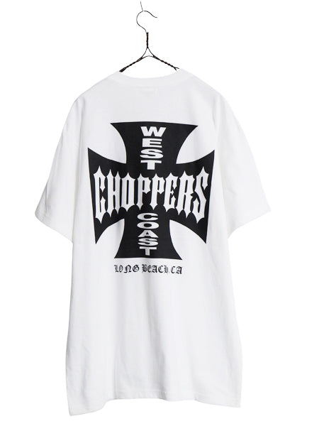 デッドストック 90s ★ WEST COAST CHOPPERS アイアンクロス ロゴ プリント Tシャツ メンズ L / オールド 初期 バイク チョッパー anvil 白