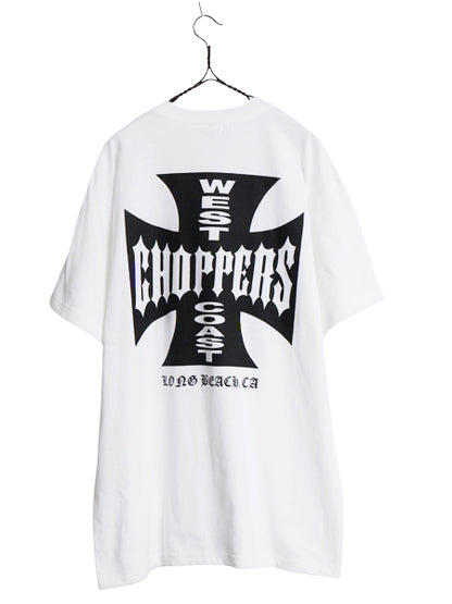 デッドストック 90s ★ WEST COAST CHOPPERS アイアンクロス ロゴ プリント Tシャツ メンズ L / オールド 初期 バイク チョッパー anvil 白