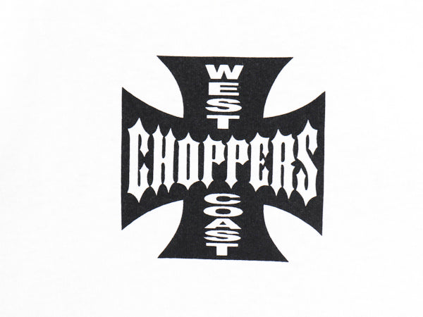 デッドストック 90s ★ WEST COAST CHOPPERS アイアンクロス ロゴ プリント Tシャツ メンズ L / オールド 初期 バイク チョッパー anvil 白