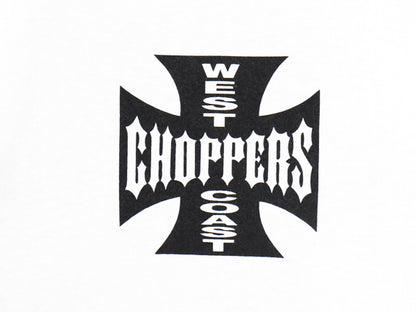 デッドストック 90s ★ WEST COAST CHOPPERS アイアンクロス ロゴ プリント Tシャツ メンズ L / オールド 初期 バイク チョッパー anvil 白