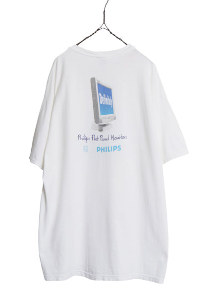 00s ★ PHILIPS アート イラスト プリント Tシャツ メンズ XL / 古着 オールド 企業物 テック コンピューター グラフィック大きいサイズ 白