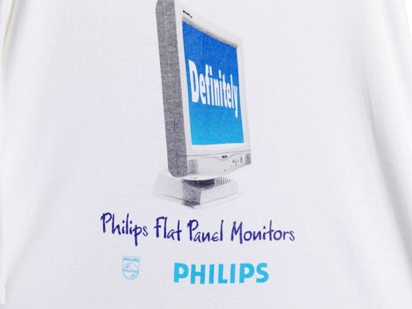 00s ★ PHILIPS アート イラスト プリント Tシャツ メンズ XL / 古着 オールド 企業物 テック コンピューター グラフィック大きいサイズ 白