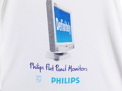 00s ★ PHILIPS アート イラスト プリント Tシャツ メンズ XL / 古着 オールド 企業物 テック コンピューター グラフィック大きいサイズ 白