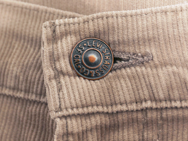 80s USA製 リーバイス 519 コーデュロイ パンツ 実寸 34 28 古着 ヴィンテージ スリム ストレート 細畝 コーズ 42 TALON ボトムス ベージュ