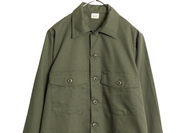 デッドストック 80s 米軍実物 US ARMY ユーティリティ シャツ M 程 新品 87年製 ヴィンテージ ミリタリー 軍物 OG507 長袖シャツ ボックス 