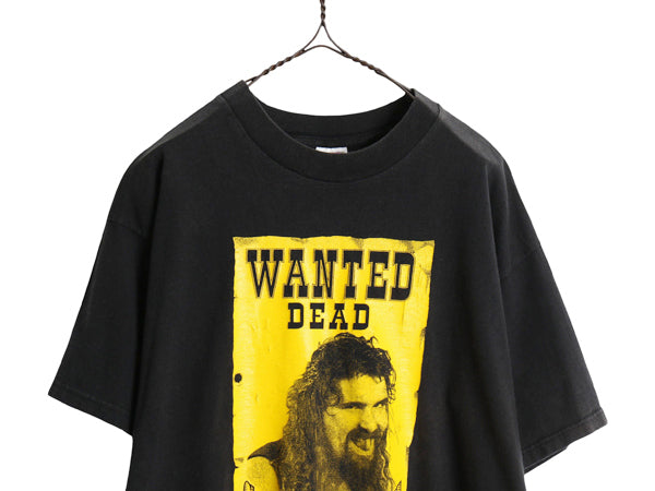 90s ★ WWF オフィシャル カクタス ジャック プリント Tシャツ メンズ XL / 古着 オールド プロレス 当時物 ミック フォーリー イラスト 黒