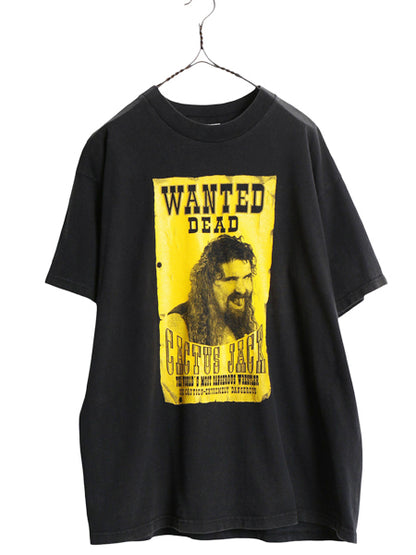 90s ★ WWF オフィシャル カクタス ジャック プリント Tシャツ メンズ XL / 古着 オールド プロレス 当時物 ミック フォーリー イラスト 黒