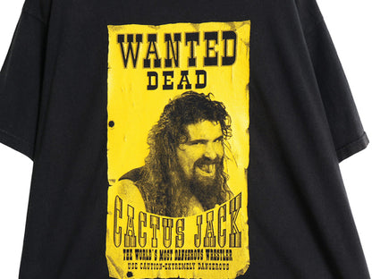 90s ★ WWF オフィシャル カクタス ジャック プリント Tシャツ メンズ XL / 古着 オールド プロレス 当時物 ミック フォーリー イラスト 黒