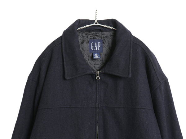 90s オールド ギャップ ウール スポーツ ジャケット メンズ XL オールド 中綿 キルティング フルジップ ヘビーウェイト 大きいサイズ 濃紺