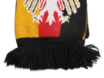 サッカー ドイツ 代表 ニット マフラー メンズ レディース / ストライプ スター ロング ストール フリンジ付き 2フェイス 防寒 エンブレム