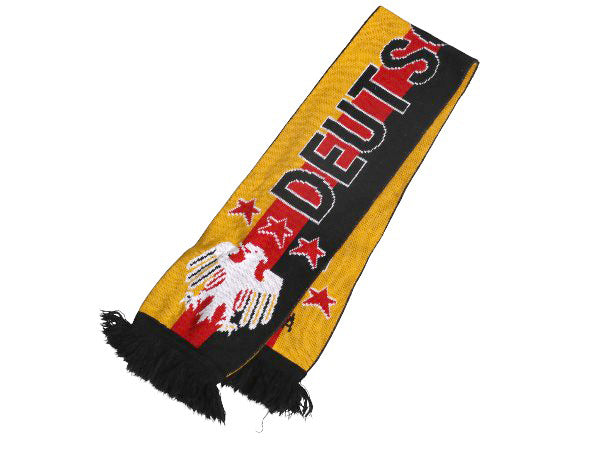 サッカー ドイツ 代表 ニット マフラー メンズ レディース / ストライプ スター ロング ストール フリンジ付き 2フェイス 防寒 エンブレム