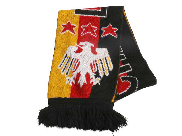 サッカー ドイツ 代表 ニット マフラー メンズ レディース / ストライプ スター ロング ストール フリンジ付き 2フェイス 防寒 エンブレム