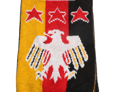 サッカー ドイツ 代表 ニット マフラー メンズ レディース / ストライプ スター ロング ストール フリンジ付き 2フェイス 防寒 エンブレム