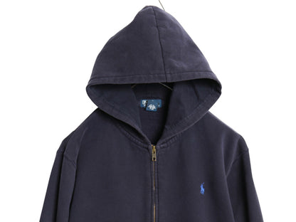 00s ポロ ラルフローレン フルジップ スウェット フード パーカー キッズ XL メンズ S 程/ 古着 オールド トレーナー 裏起毛 ワンポイント