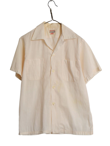 50s ★ Parkington オープンカラー シャツ メンズ S / ヴィンテージ ピマ コットン 開襟 ボックス 無地 半袖シャツ シワになりにくい 無地