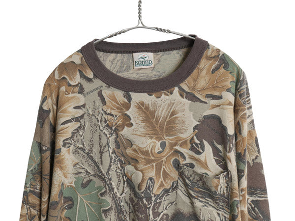 90s USA製 レッドヘッド リアルツリー カモ ポケット付き 長袖 Tシャツ メンズ XXL / オールド ロンT 大きいサイズ 迷彩 総柄 ハンティング