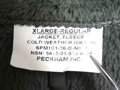 米軍実物 ECWCS GEN3 フルジップ フリース ジャケット X-LARGE REGULAR 古着 08年製 ミリタリー USAF 軍物 レベル3 ブルゾン 大きいサイズ