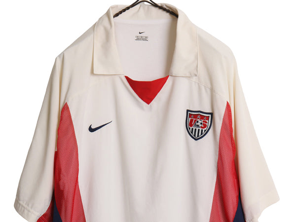 00s ☆ ナイキ アメリカ 代表 サッカー ユニフォーム メンズ XL オールド 02 03 ワールドカップ 当時物 フットボール ホーム 襟付き USA 白