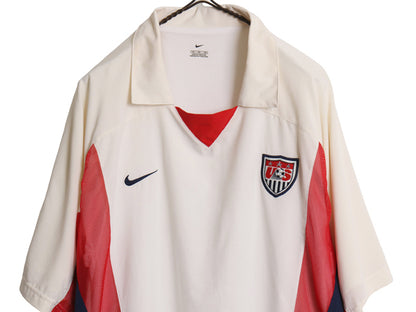 00s ☆ ナイキ アメリカ 代表 サッカー ユニフォーム メンズ XL オールド 02 03 ワールドカップ 当時物 フットボール ホーム 襟付き USA 白