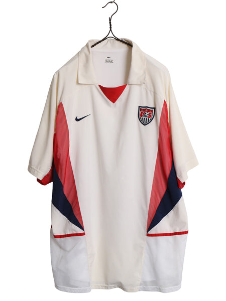 00s ☆ ナイキ アメリカ 代表 サッカー ユニフォーム メンズ XL オールド 02 03 ワールドカップ 当時物 フットボール ホーム 襟付き USA 白