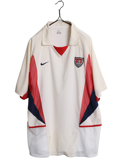00s ☆ ナイキ アメリカ 代表 サッカー ユニフォーム メンズ XL オールド 02 03 ワールドカップ 当時物 フットボール ホーム 襟付き USA 白