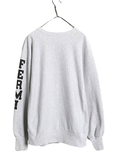 90s USA製 ★ チャンピオン リバースウィーブ カレッジ プリント スウェット メンズ XL オールド トレーナー 袖プリント 裏起毛 霜降り 灰