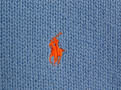ポロ ラルフローレン コットン ニット セーター メンズ M 程 / 古着 クルーネック ミドルゲージ ワンポイント ポニー 刺繍 リブ編み ブルー