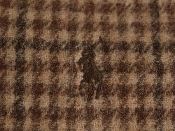 90s イタリア製 ポロ ラルフローレン フリンジ付き マフラー メンズ レディース / 古着 オールド リバーシブル 無地 チェック ラム ウール