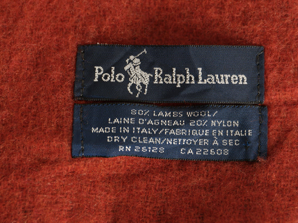 90s イタリア製 ポロ ラルフローレン フリンジ付き マフラー メンズ レディース / 古着 オールド リバーシブル 無地 チェック ラム ウール