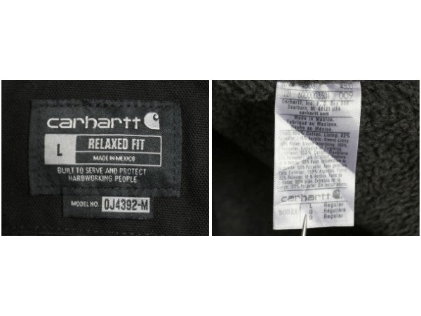 US企画 カーハート ダック シエラ ジャケット メンズ L / 古着 ワーク フルジップ フード パーカー 裏 ボア パイル フリース ブルゾン 黒