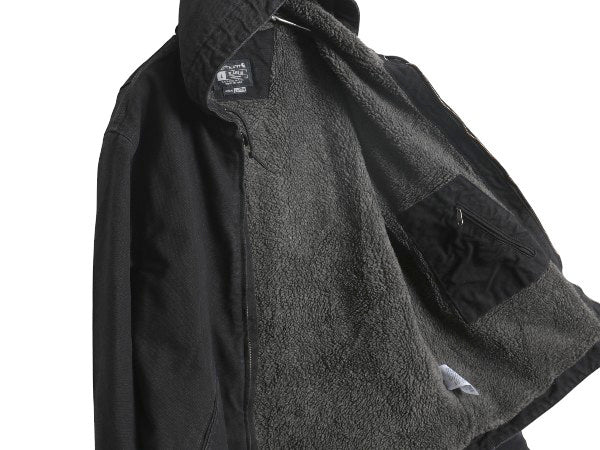 US企画 カーハート ダック シエラ ジャケット メンズ L / 古着 ワーク フルジップ フード パーカー 裏 ボア パイル フリース ブルゾン 黒