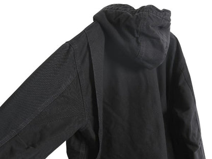 US企画 カーハート ダック シエラ ジャケット メンズ L / 古着 ワーク フルジップ フード パーカー 裏 ボア パイル フリース ブルゾン 黒