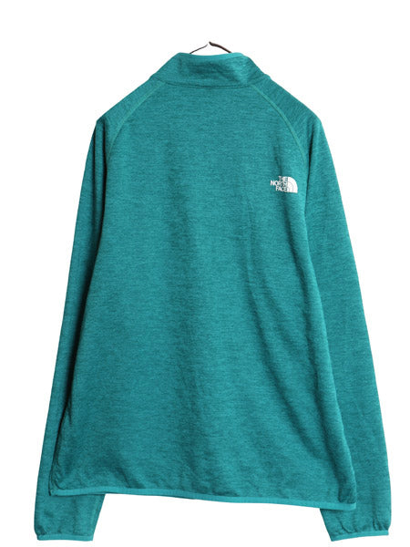 デッドストック US企画 ノースフェイス ハーフジップ ジャケット メンズ L プルオーバー ストレッチ ジャージ スムース 裏 フリース 杢 緑