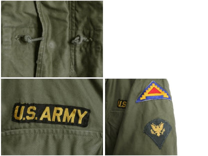 50s 米軍実物 US ARMY M-51 フィールド ジャケット MEDIUM LONG 57年製 ヴィンテージ ミリタリー 軍物 M51 ジャンパー カーキ ワッペン M65