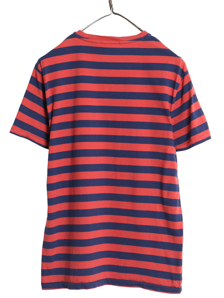 ポロ ラルフローレン ボーダー 半袖 Tシャツ メンズ M / コットン カットソー シングルステッチ スリム フィット ツートン レッド ネイビー
