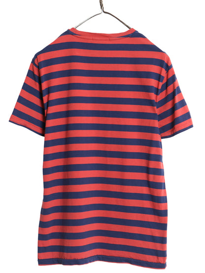 ポロ ラルフローレン ボーダー 半袖 Tシャツ メンズ M / コットン カットソー シングルステッチ スリム フィット ツートン レッド ネイビー