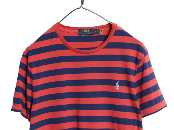 ポロ ラルフローレン ボーダー 半袖 Tシャツ メンズ M / コットン カットソー シングルステッチ スリム フィット ツートン レッド ネイビー