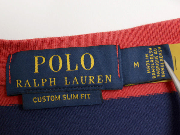 ポロ ラルフローレン ボーダー 半袖 Tシャツ メンズ M / コットン カットソー シングルステッチ スリム フィット ツートン レッド ネイビー