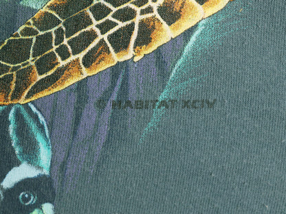 90s ウミガメ アート イラスト オーバー プリント 半袖 Tシャツ メンズ XXL / オールド フィッシュ グラフィック スーベニア 大きいサイズ