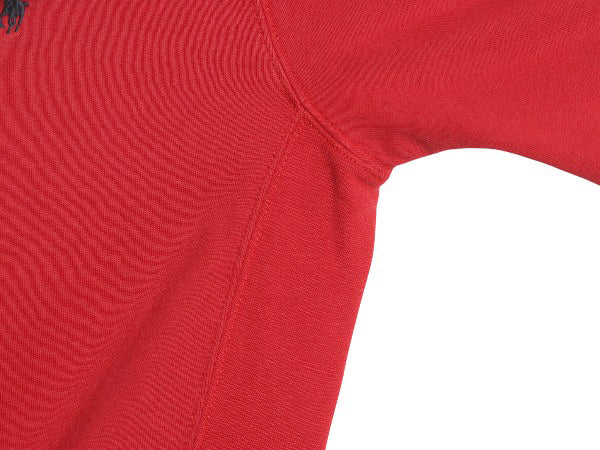 ポロ ラルフローレン 前V スウェット メンズ S 古着 裏起毛 トレーナー リバース タイプ ワンポイント クルーネック シンプル 薄手 レッド