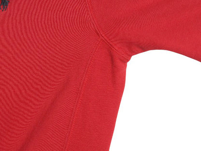 ポロ ラルフローレン 前V スウェット メンズ S 古着 裏起毛 トレーナー リバース タイプ ワンポイント クルーネック シンプル 薄手 レッド