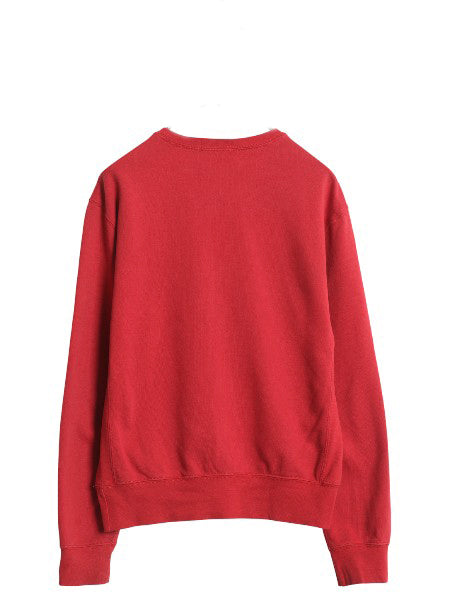 ポロ ラルフローレン 前V スウェット メンズ S 古着 裏起毛 トレーナー リバース タイプ ワンポイント クルーネック シンプル 薄手 レッド