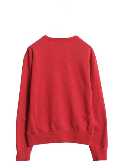 ポロ ラルフローレン 前V スウェット メンズ S 古着 裏起毛 トレーナー リバース タイプ ワンポイント クルーネック シンプル 薄手 レッド