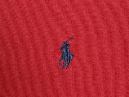 ポロ ラルフローレン 前V スウェット メンズ S 古着 裏起毛 トレーナー リバース タイプ ワンポイント クルーネック シンプル 薄手 レッド