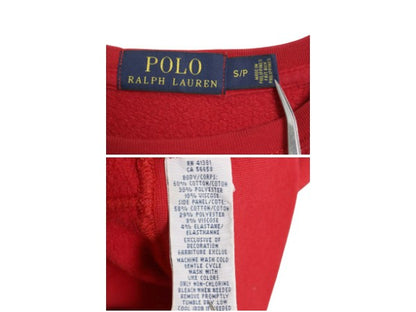 ポロ ラルフローレン 前V スウェット メンズ S 古着 裏起毛 トレーナー リバース タイプ ワンポイント クルーネック シンプル 薄手 レッド