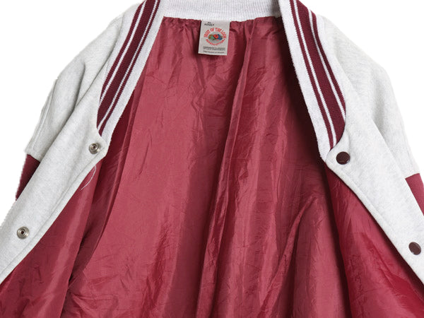 90s フルーツオブザルーム スウェット スタジャン メンズ XL オールド ジャケット ブルゾン ナイロン ライナー付き 大きいサイズ ツートン 