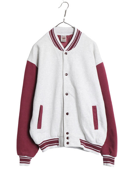 90s フルーツオブザルーム スウェット スタジャン メンズ XL オールド ジャケット ブルゾン ナイロン ライナー付き 大きいサイズ ツートン 