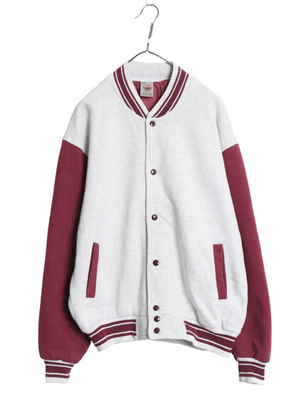90s フルーツオブザルーム スウェット スタジャン メンズ XL オールド ジャケット ブルゾン ナイロン ライナー付き 大きいサイズ ツートン 